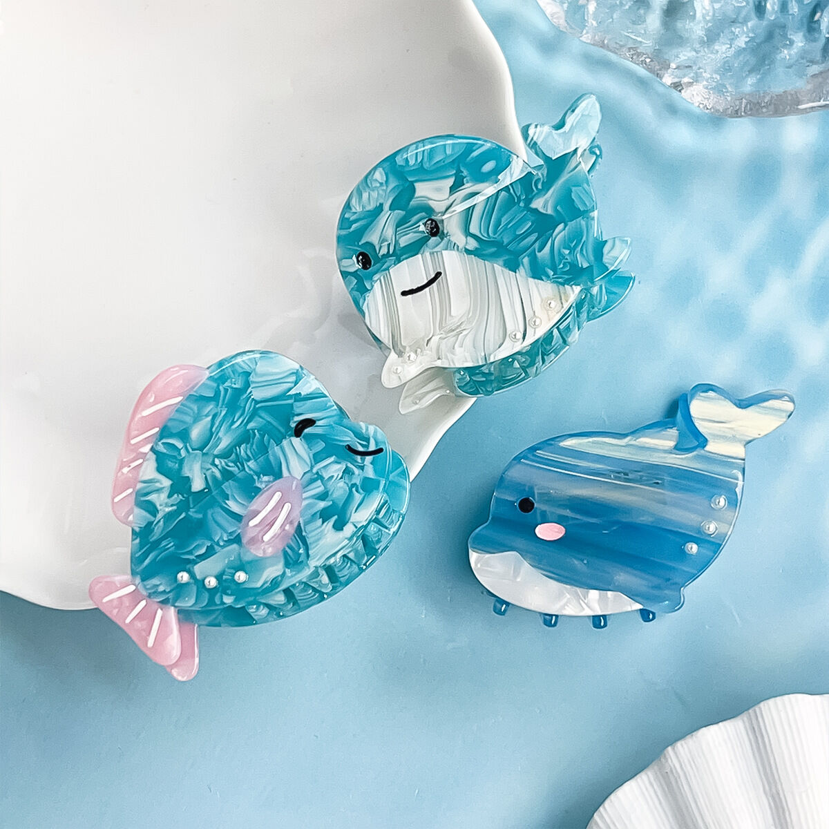 Simple Series Natural Solid Color Oceanic Style Fish Acetate Hair Claws