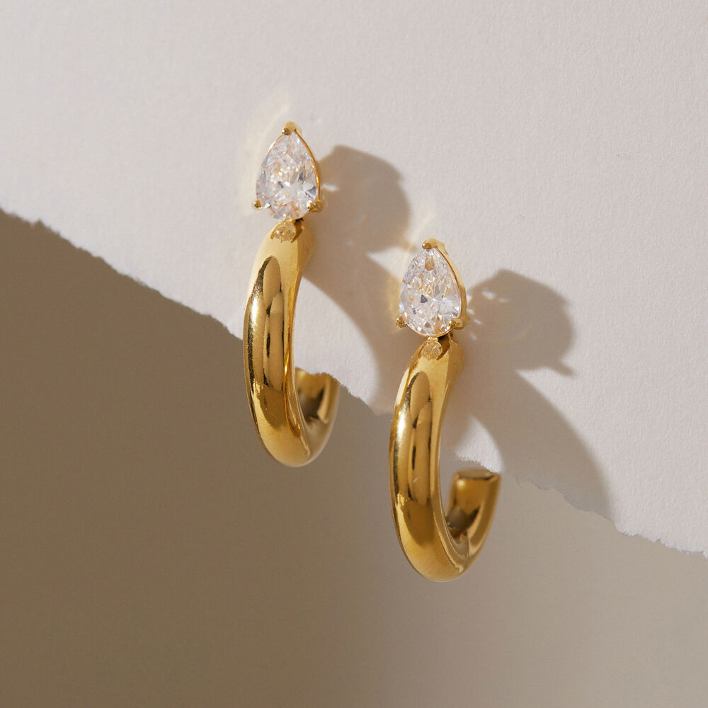 Simple Series Casual Irregular Shape Stainless Steel Waterproof Gold Color Zircon Women's Stud Earrings Picture4