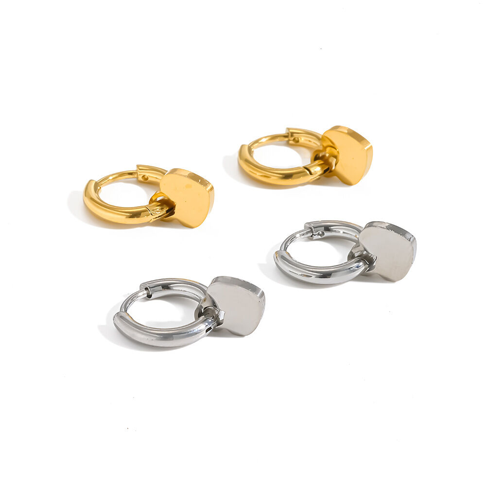 Einfache, geometrische Ohrringe aus Edelstahl in Goldfarbe, wasserdicht h5 Bild5