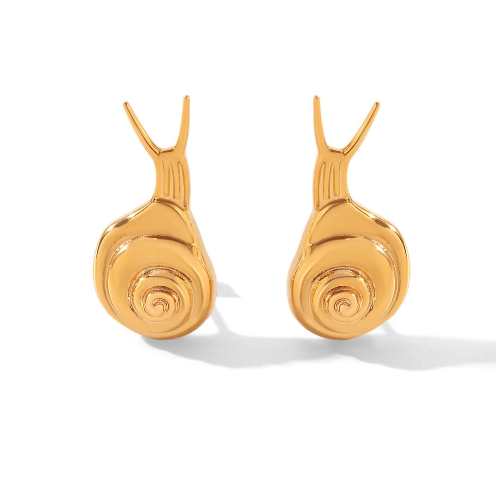 Simple Series Niedliche Schnecken-Ohrstecker aus Edelstahl, wasserdicht, goldfarben, für Damen