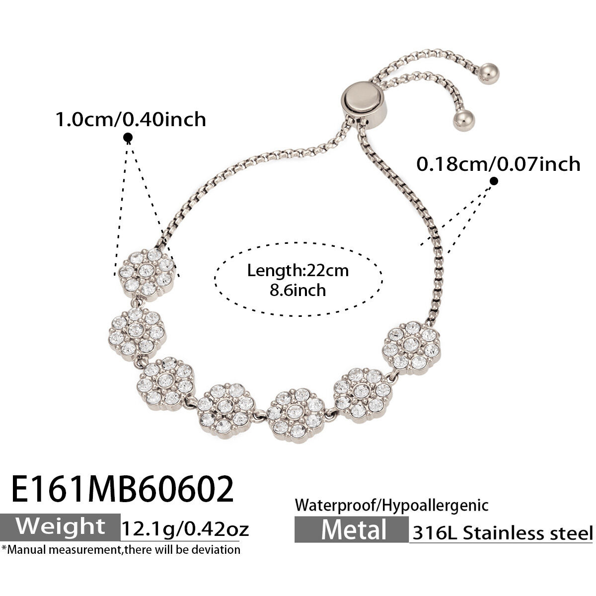 Luxurious Daily Flower Patchwork Stainless Steel Waterproof   Gold Color  Zircon Women's Chain Bracelets 