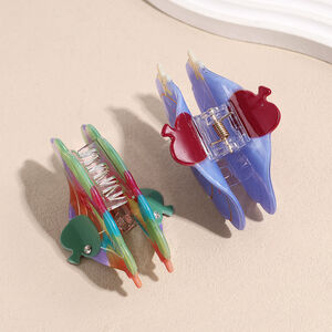 Simple Series Cute Cartoon Mixed Color Plant Starfish Gradient Color Acetate Rhinestone Hair Claws h5 Picture4