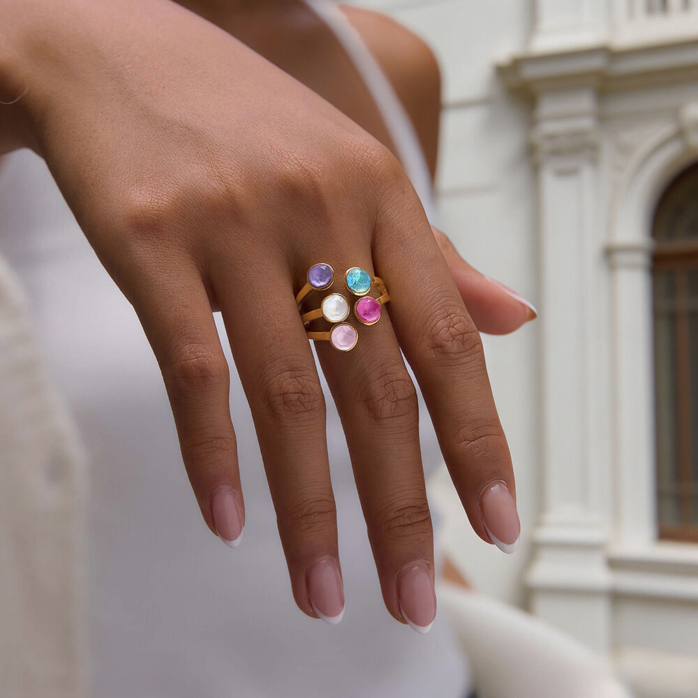 Luxe serie onregelmatig gevormde, waterdichte, goudkleurige, met strasssteentjes versierde damesringen. Afbeelding2