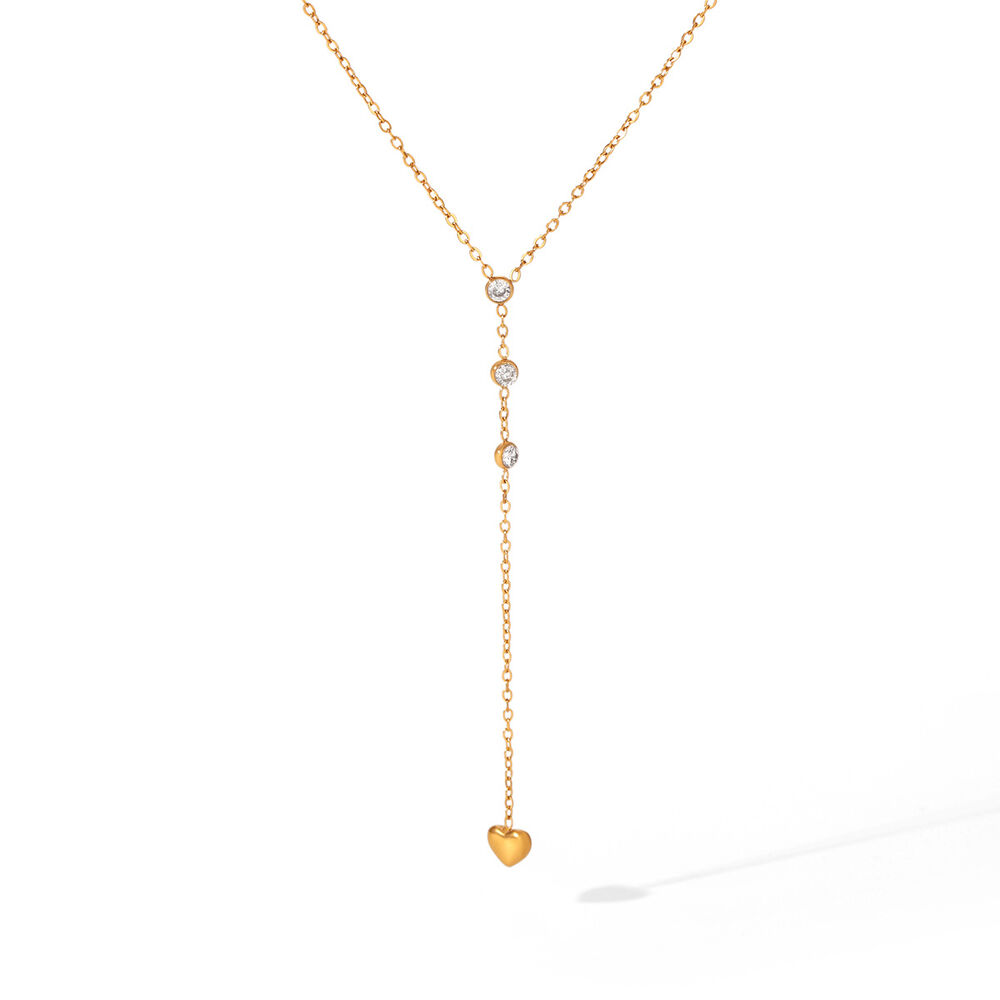 Simple Series Daily Heart Stainless Steel Waterproof Gold Color Zircon Women's Pendant Necklaces Picture5