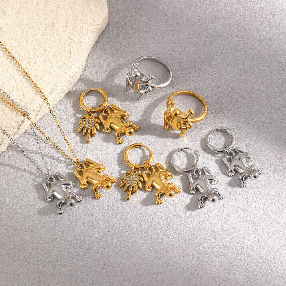 Simple Series Cute Irregular Shape Animal Stainless Steel Waterproof Gold Color Women's Jewelry Sets Picture3