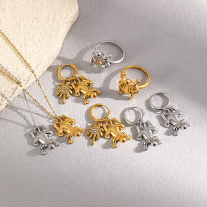 Simple Series Cute Irregular Shape Animal Stainless Steel Waterproof Gold Color Women's Jewelry Sets h5 Picture3