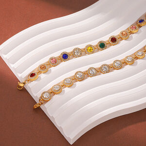 Simple Series Daily Chain Circle Stainless Steel Waterproof Gold Color Zircon Women's Chain Bracelets h5 Picture6