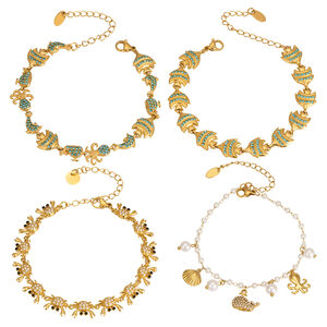 Pulseras de cadena para mujer de acero inoxidable con circonitas, estilo oceánico y diseño de animales vacacionales. h5 Imagen5