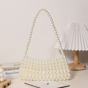 Pariser Chic Stil Metallbeschläge Gewebte Perlen Gewebte PC Damen-Achseltasche h5