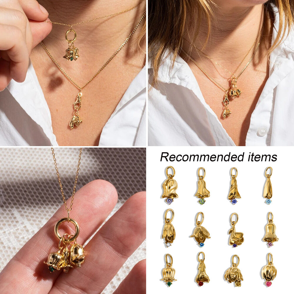 Colgantes románticos para mujer, de acero inoxidable, color dorado, con forma irregular de flor, resistentes al agua y con circonita moissanita. h5Imagen3