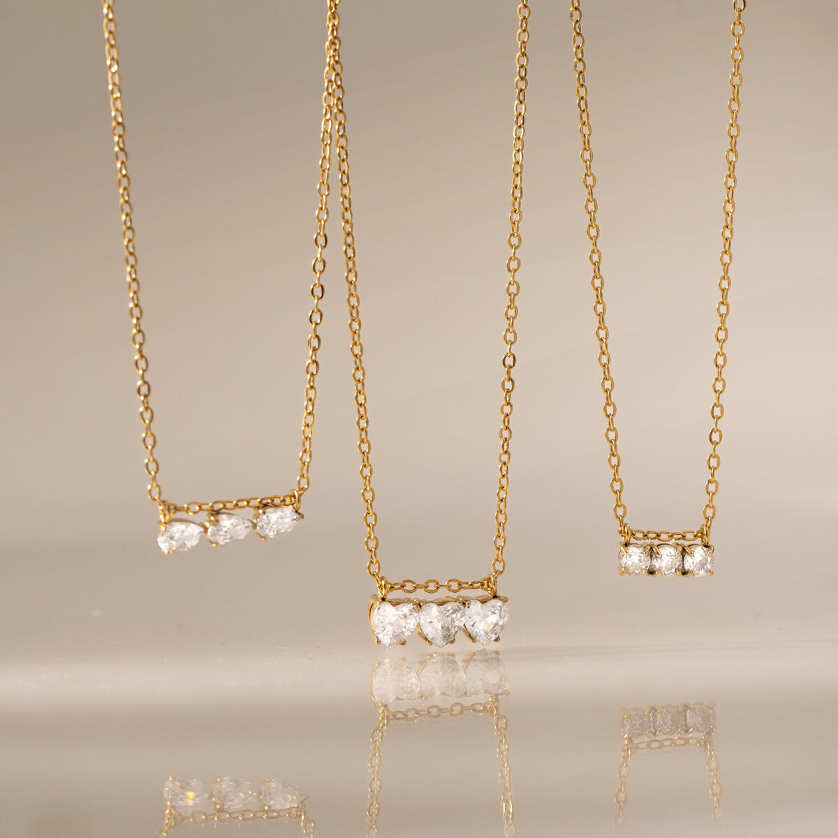 Colliers pendentifs pour femmes, collection Luxueuse, motif cœur simple en patchwork, acier inoxydable, couleur or, zircon, étanches Image3
