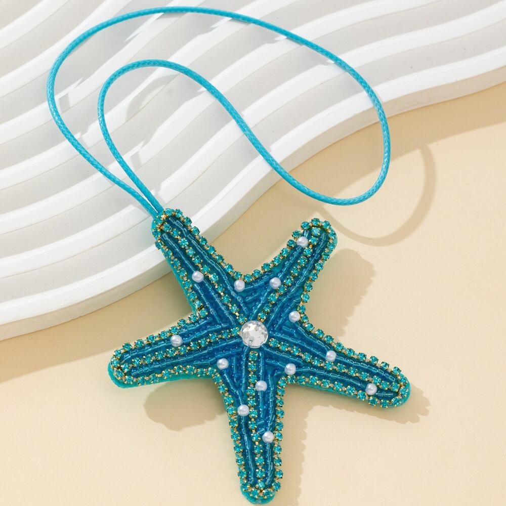 Simple Series Natural Oceanic Style Beads Woven Starfish Rope Bag Charms h5Picture3