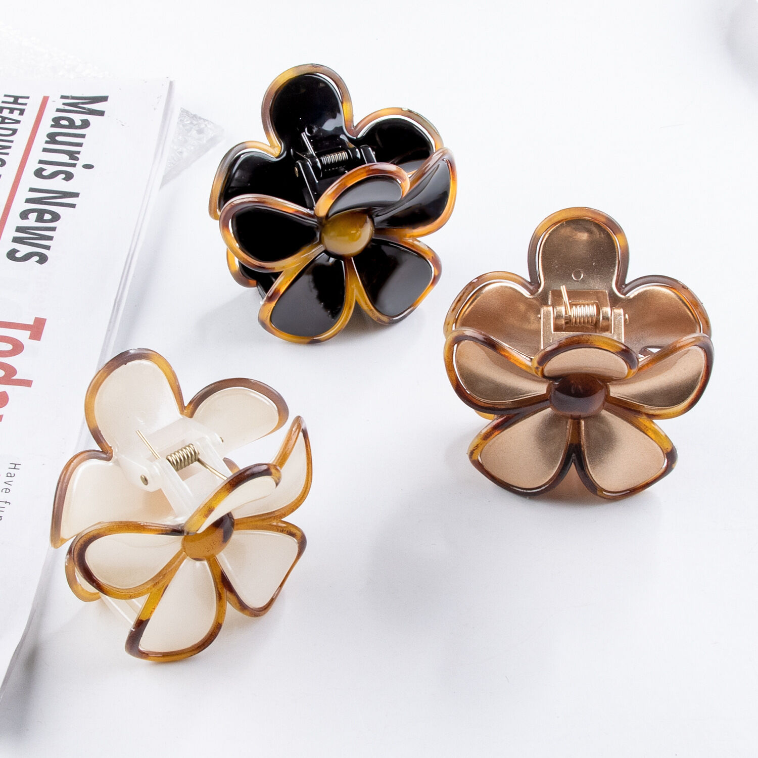 Simple Series Sweet Flower Mixed Color Gradient Color Acrylic Hair Claws h5 Picture2