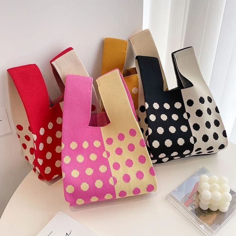 Casual Style Woven Polka Dots Mixed Color Woven Polyester Women's Square Bag Picture3
