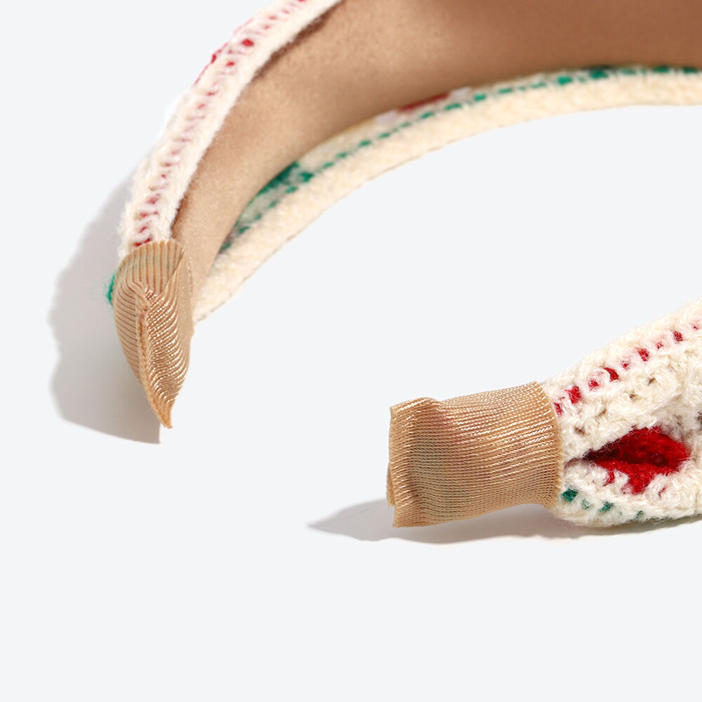 Ethnic Series Casual Flower Stripe Hollowed-Out Mixed Color Cherry Woven Fabric Hair Bands h5 Picture4