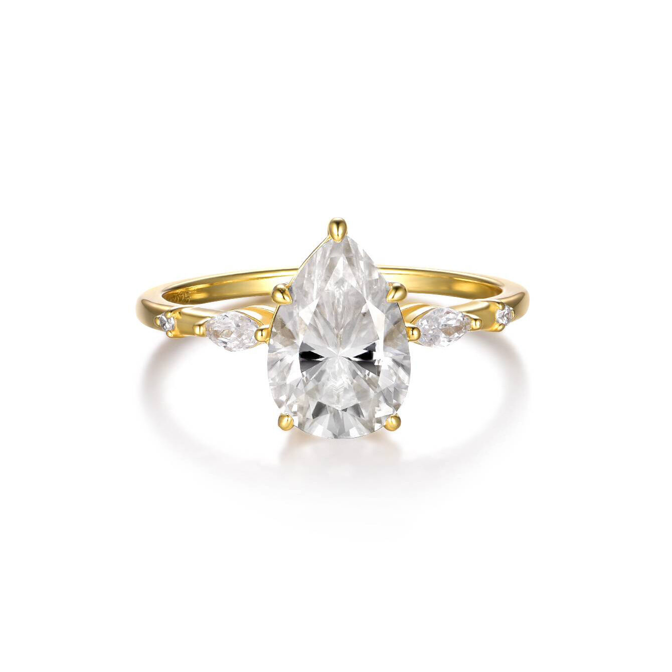 Luxurious Series Simple Droplet S925   Gold Color  Moissanite Women's Moissanite Rings h5 Picture4