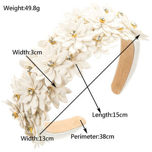 Romantic Series Sweet Flower Sponge Rhinestone Hair Bands h5 Picture5