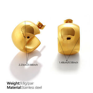 Simple Series Daily Geometric Shape Stainless Steel Waterproof Gold Color Women's Stud Earrings h5