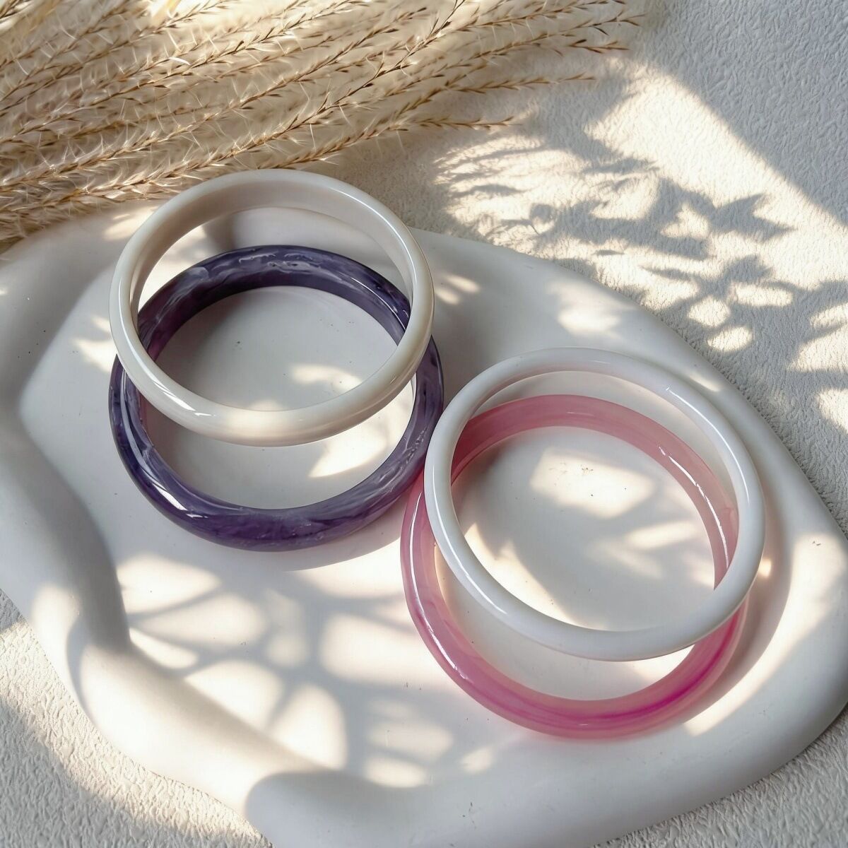 Conjuntos de pulseras de resina con degradado de color para mujer h5 Imagen4