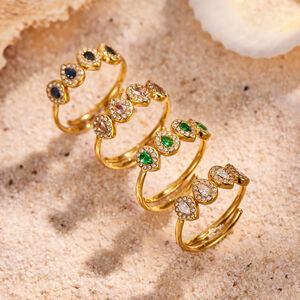 Luxuriöse Serie: Schlichter Tropfenring aus wasserdichtem Edelstahl in Goldfarbe mit Zirkonia für Damen h5 Bild4