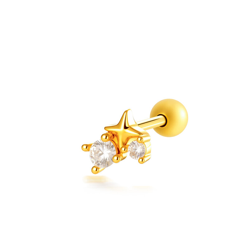 Orecchini da piercing da donna Simple Series Flower Moon color rame e oro con zirconi