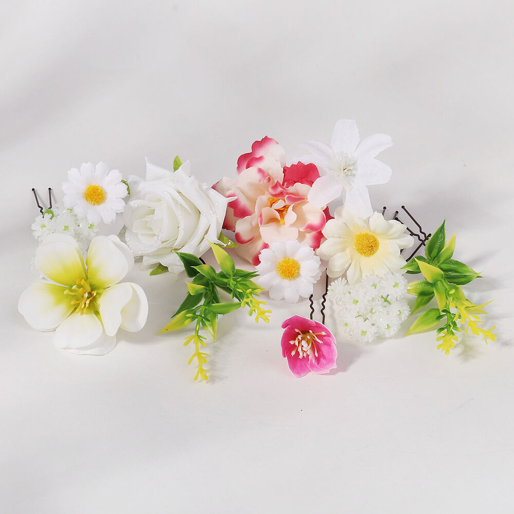 Romantische Serie Elegante Haarspangen aus Stoff mit Blumen-, Rosenblatt- und Farbverlauf