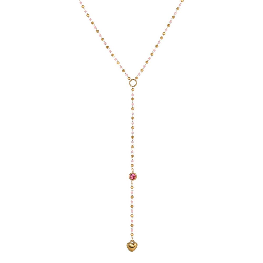 Collier chaîne cœur quotidien Simple Series en acier inoxydable étanche couleur or pour femme Image5