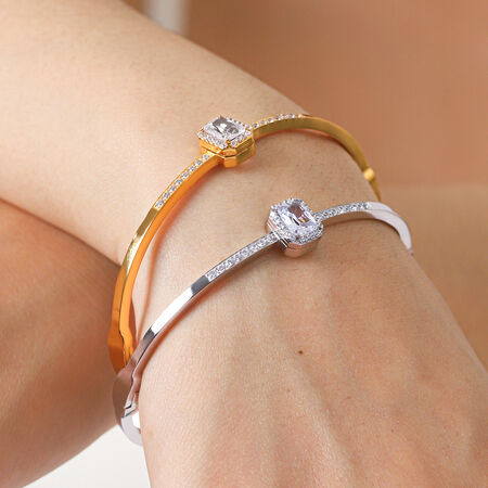 Pulseras de lujo sencillas para uso diario, rectangulares, de acero inoxidable, impermeables, de color dorado y con circonitas para mujer. 2