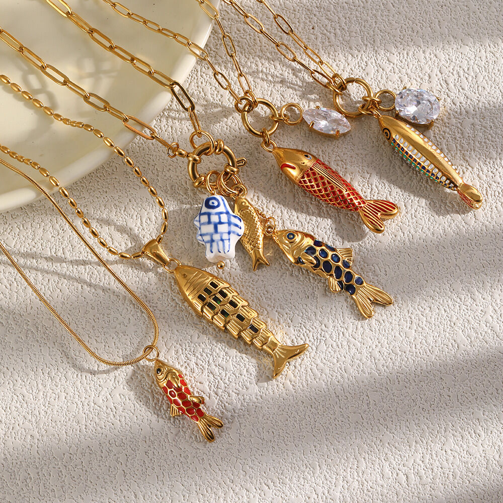 Luxurious Series Vacation Fish Stainless Steel Waterproof   Gold Color  Women's Pendant Necklaces Picture2