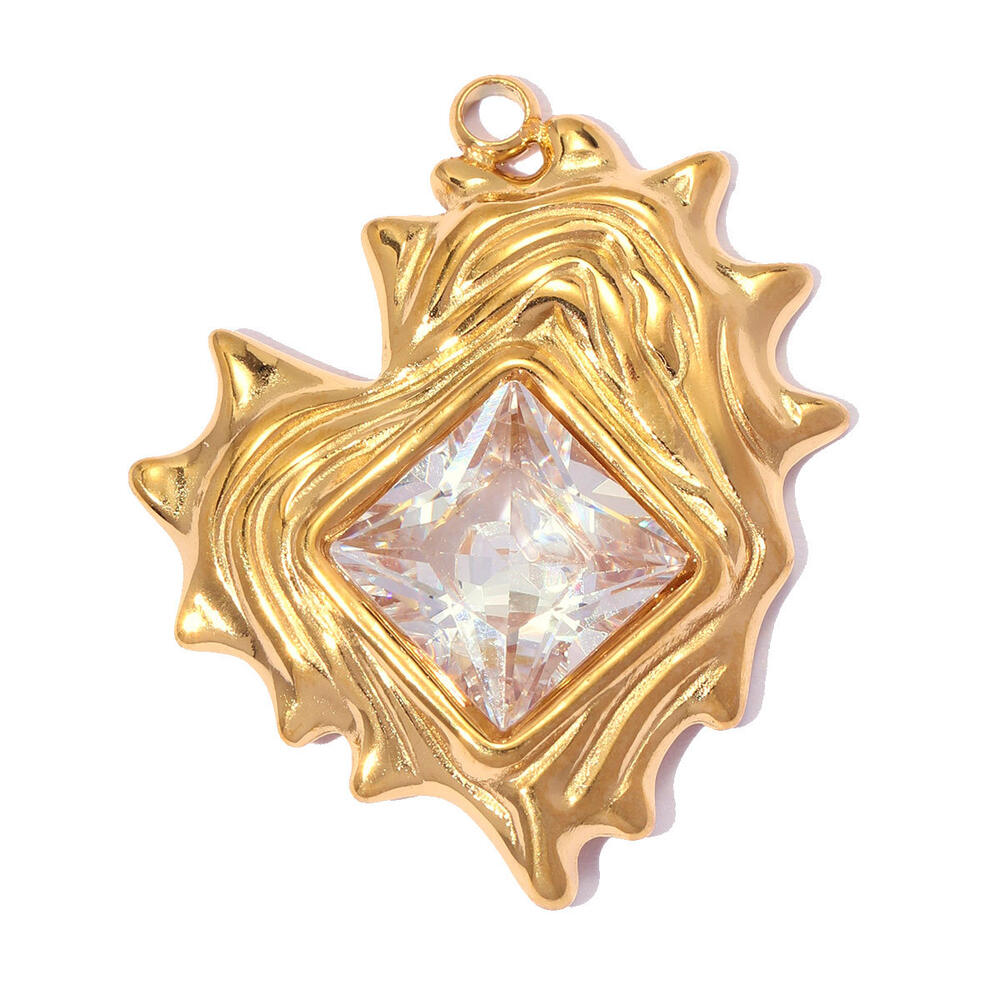 Luxe doe-het-zelf hangers voor dames met druppelvormige, onregelmatige, elliptische vorm, gemaakt van roestvrij staal, waterdicht en goudkleurig zirkonia. Afbeelding3