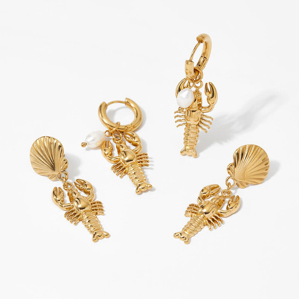 Vacation Lobster Oceanic Style Stainless Steel Waterproof Gold Color Artificial Pearl Women's Drop Earrings Picture4