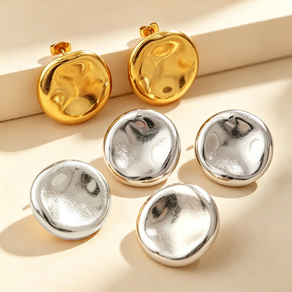 Simple Series Daily Circle Stainless Steel Waterproof   Gold Color  Women's Stud Earrings Picture2