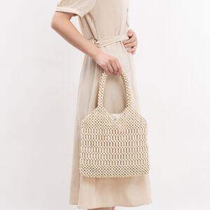 Vacation Style Woven Beads Hollowed-Out Mixed Color Wood Women's Square Bag h5 Picture4