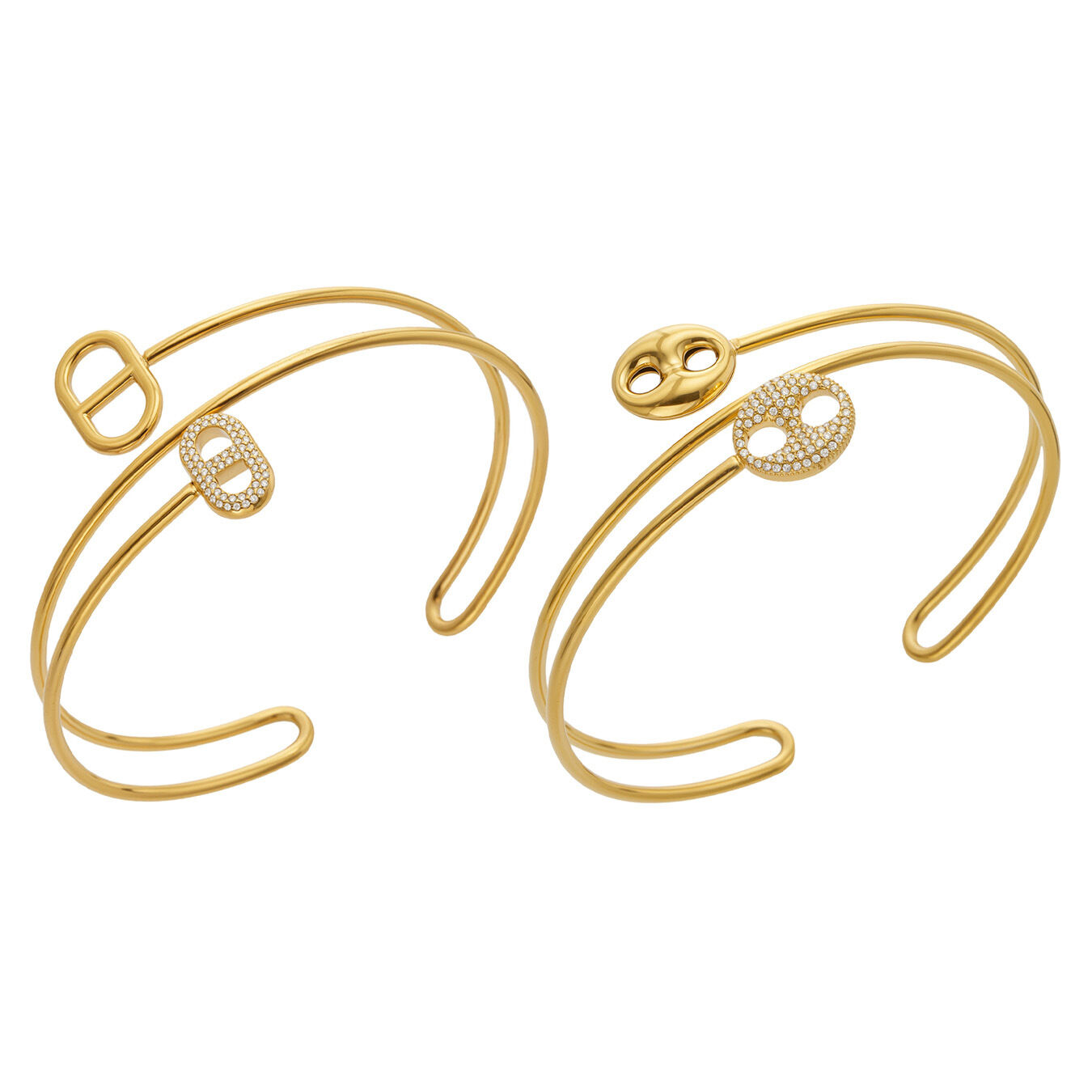 Luxurious Series Elegant Irregular Shape Stainless Steel Waterproof   Gold Color  Women's Bangles Picture4
