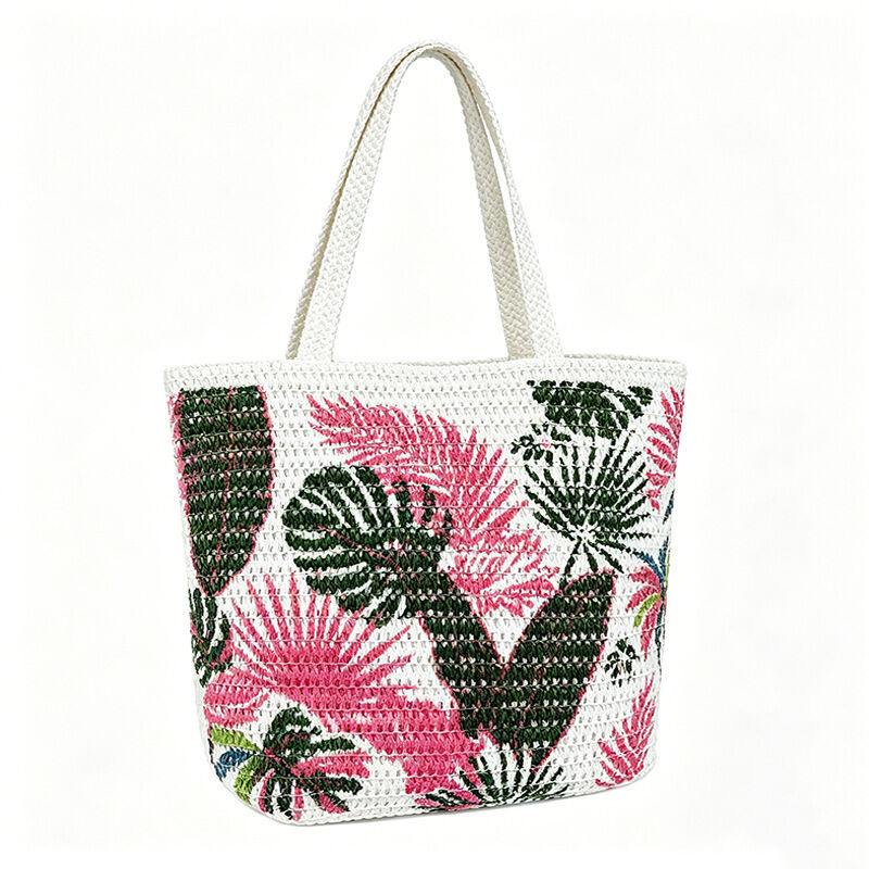 Vacation Style Woven Mixed Color Leaf Plant Raffia Women's Square Bag 2