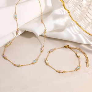 Halsketten-Sets für Damen im Ozean-Stil aus emailliertem Fischmotiv, Edelstahl, wasserdicht, goldfarben h5 Bild2