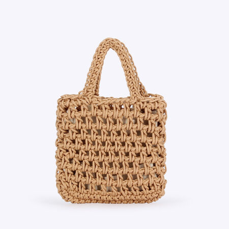 Casual Style Woven Solid Color Hollowed-Out Woven Cotton Women's Square Bag
