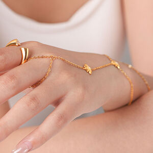 Simple Series Daily Patchwork Stainless Steel Waterproof Gold Color Zircon Women's Hand Chain h5 Picture5