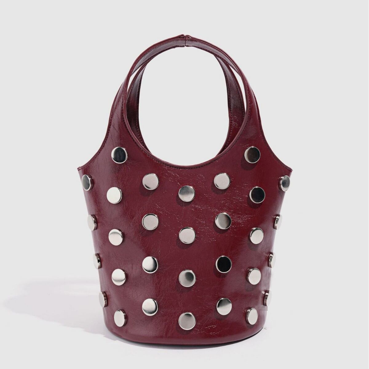 Streetwear Style Studded Rivet Pu Women's Bucket Bag