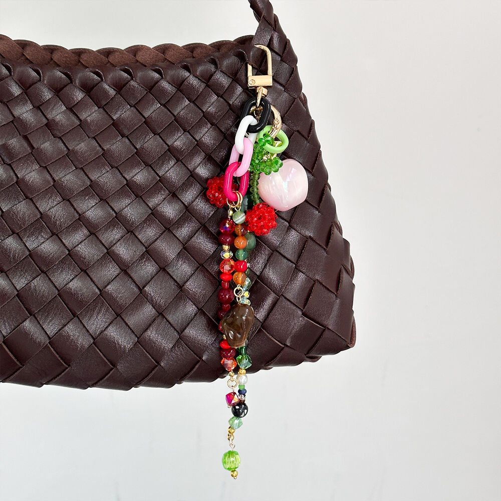 Simple Series Casual Flower Fruit Bow Knot Beads Mixed Color Chain Cherry Agate Natural Stone Bag Charms Picture2