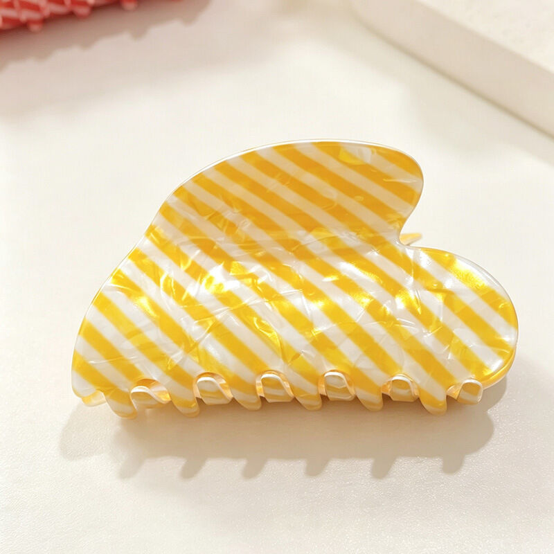 Romantic Series Simple Heart Stripe Polka Dots Mixed Color Pvc Hair Claws 