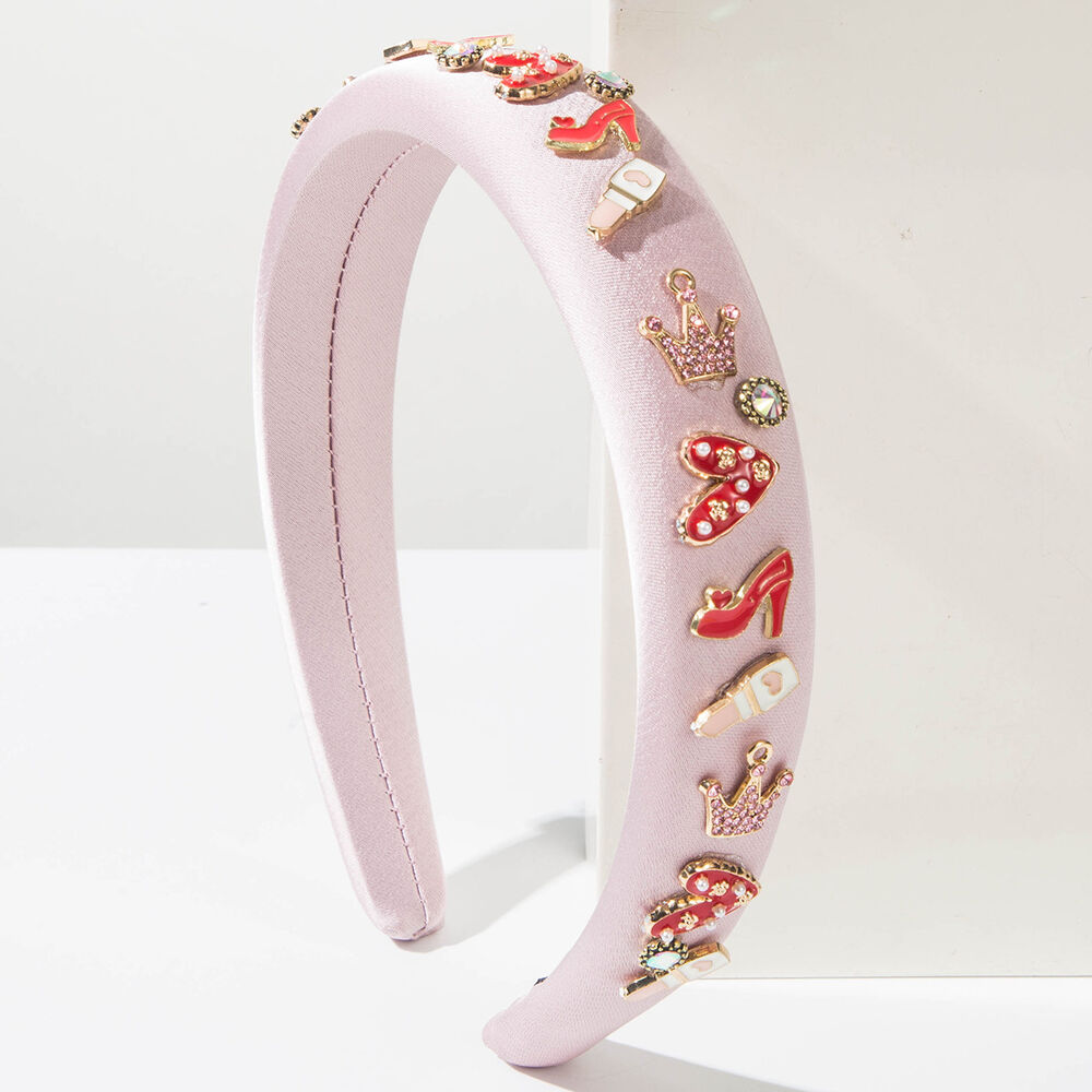 Romantic Series Sweet Heart Crown Fabric Rhinestone Hair Bands Picture2