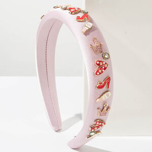 Romantic Series Sweet Heart Crown Fabric Rhinestone Hair Bands h5 Picture2