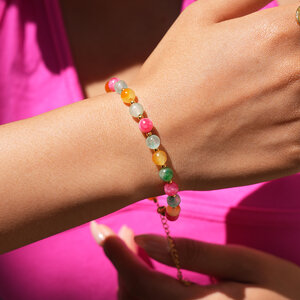 Simple Daily Circle Stainless Steel Waterproof Gold Color Women's Beaded Bracelets h5 Picture5