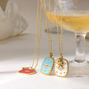 Enamel Stainless Steel Waterproof Pendant Necklaces h5 Picture3