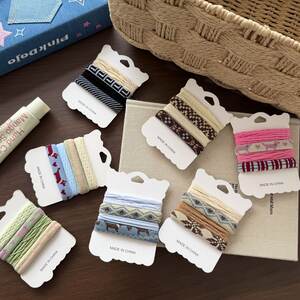 Simple Series Cute Heart Animal Dachshund Cartoon Stripe Plaid Mixed Color Geometric Shape Fabric Hair Ties h5 Picture3