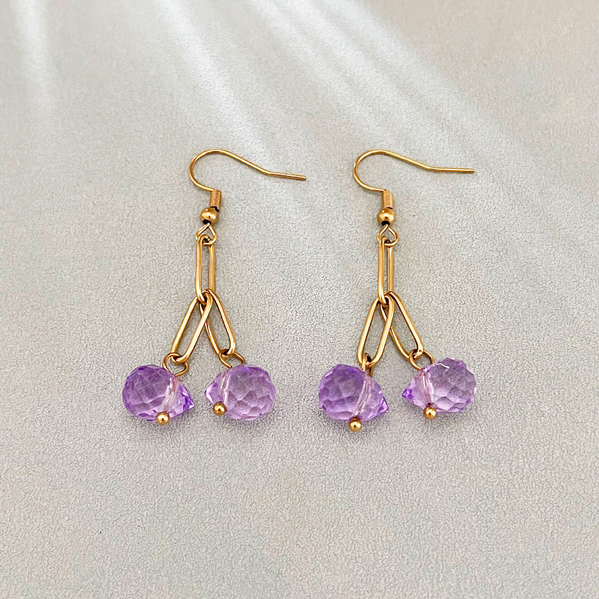 Boucles d'oreilles pendantes simples en cristal doré pour femmes 