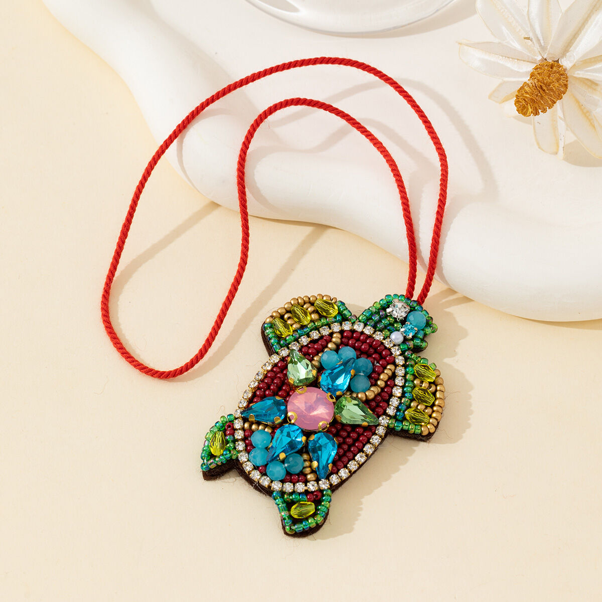 Luxurious Series Natural Animal Little Turtle Oceanic Style Beads Woven Rope Artificial Gemstone Bag Charms