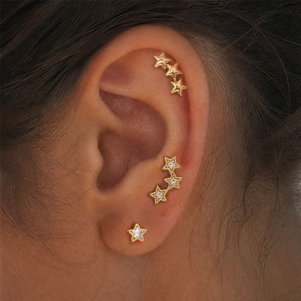 Simple Series Daily Irregular Shape Star Stainless Steel Waterproof Gold Color Zircon Women's Earring Sets Picture3