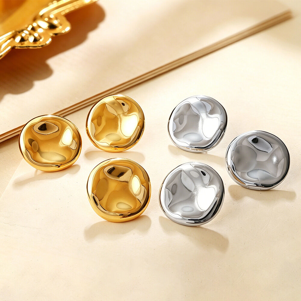 Simple Series Daily Circle Stainless Steel Waterproof   Gold Color  Women's Stud Earrings Picture4